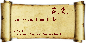 Paczolay Kamilló névjegykártya